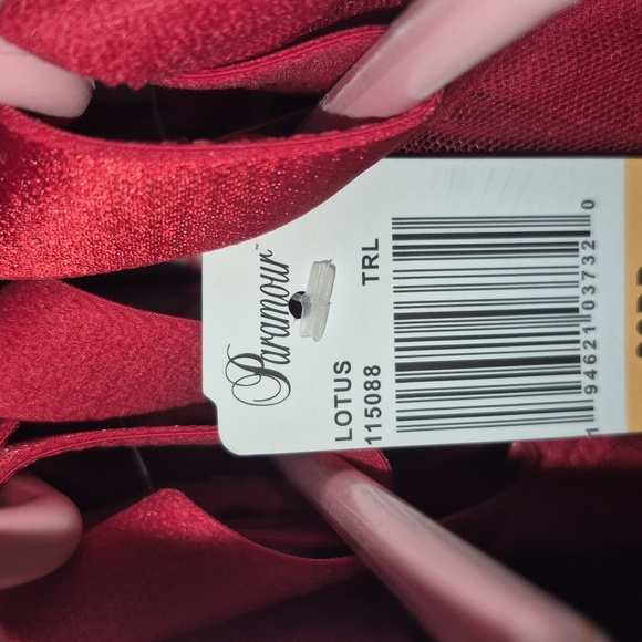 32G Paramour 115088 Lotus Embroidered Unlined Underwire Bra Tango‎ Red NWT - Picture 8 of 8